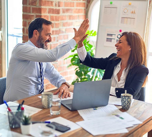 Man and Woman give high-five